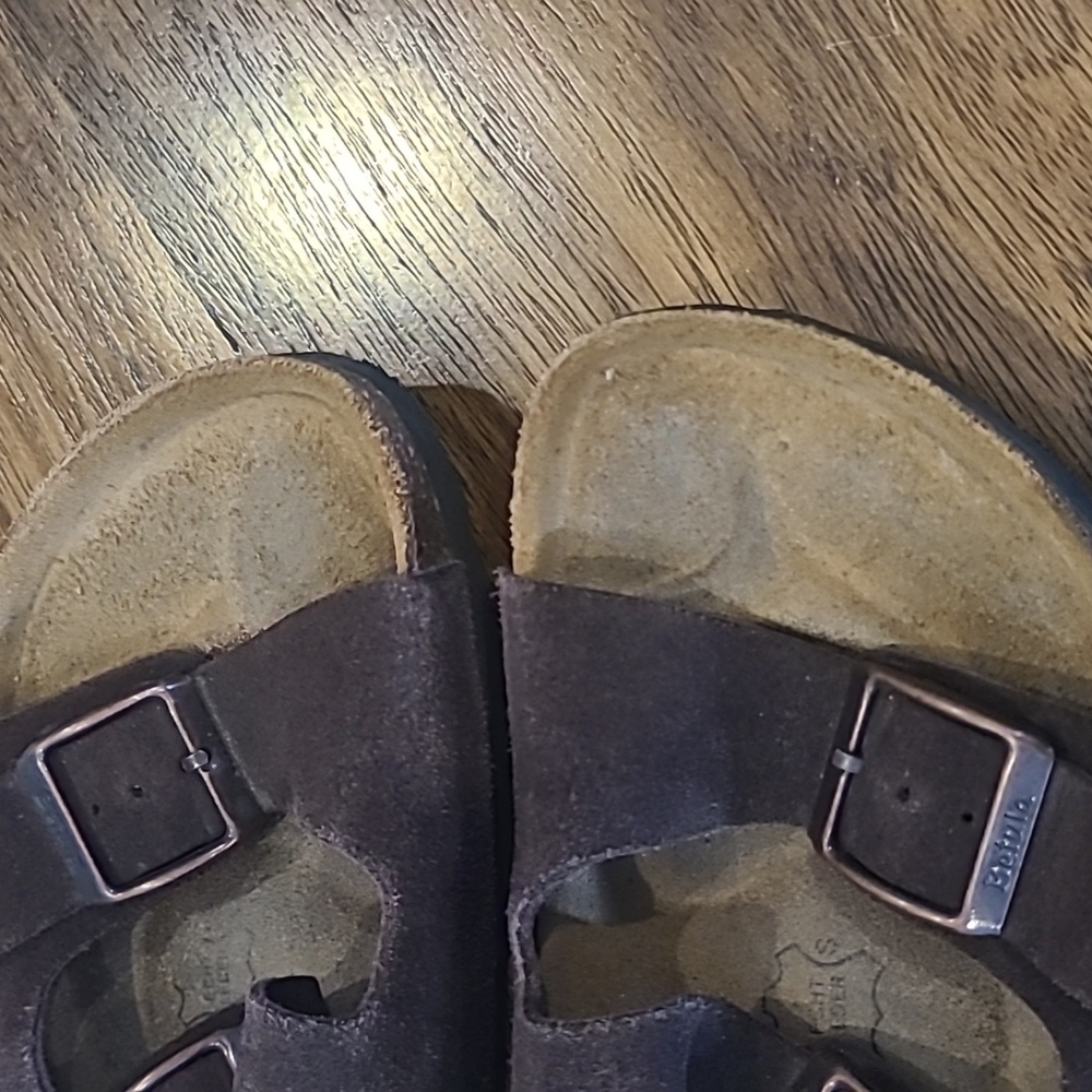 Womans Birkenstock Betula Brown Leather  Cross Strap Slide Sandals W 6 M 4 - Picture 2 of 5